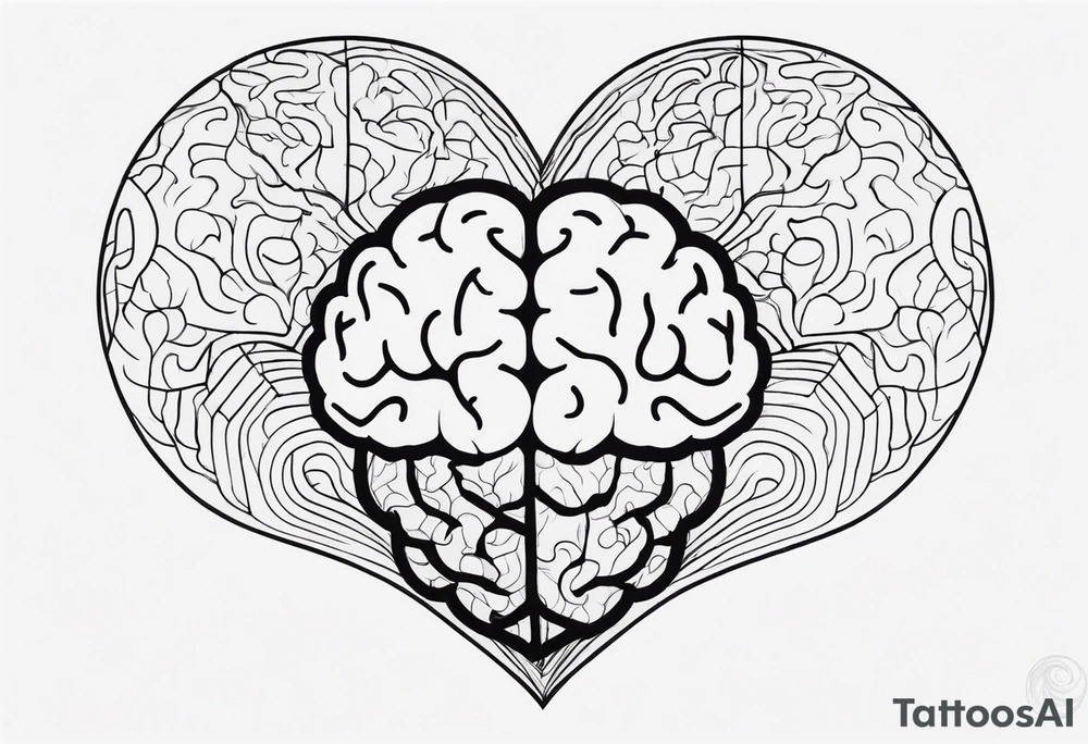 Picture of a heart and brain to represent oneself tattoo idea
