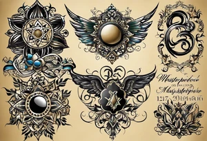 Family birthdates combined - 08.15.1966, 07.17.1974, 03.03.1992, 02.11.2008 and 02.02.2006 tattoo idea