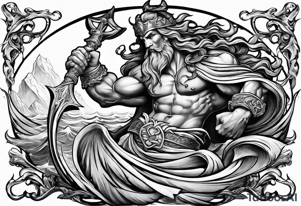 Poseidon mit umhang tattoo idea