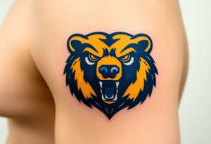 University of Northern Colorado bear mascot  head with Navy blue and yellow tattoo idea