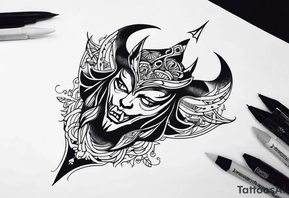 underboob tattoo demon tattoo idea