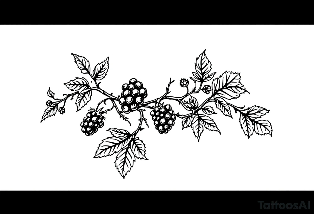 American traditional style Blackberry vine in a line tattoo idea