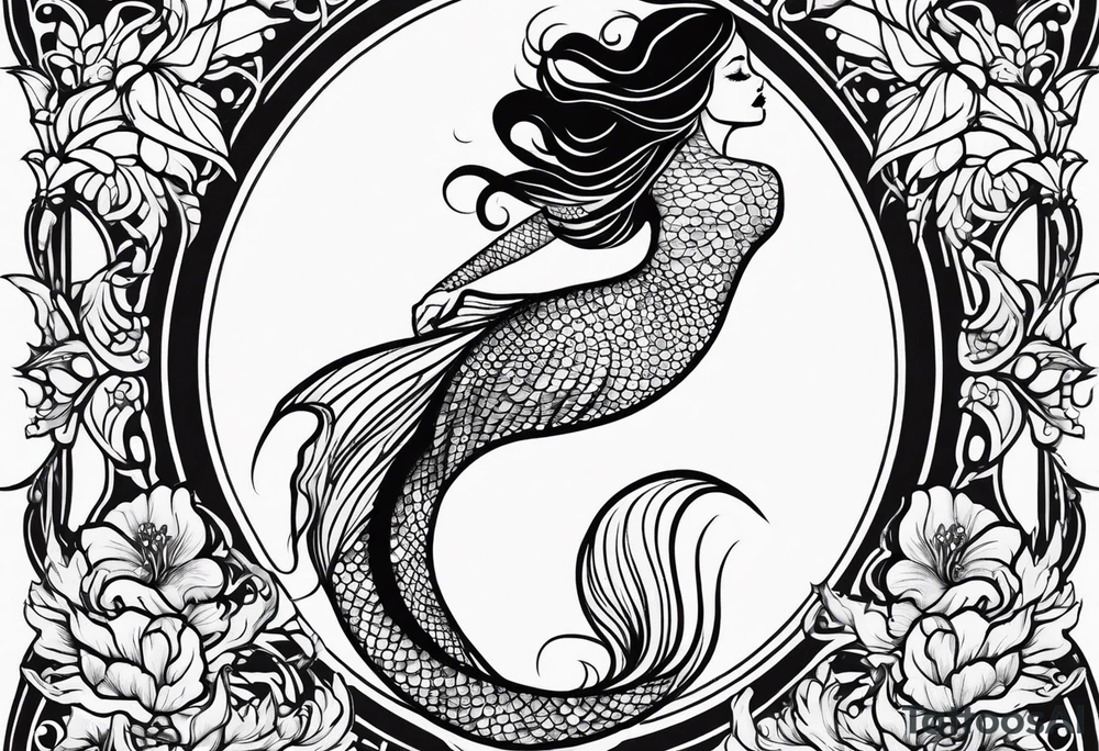 mermaid butt and tail tattoo idea