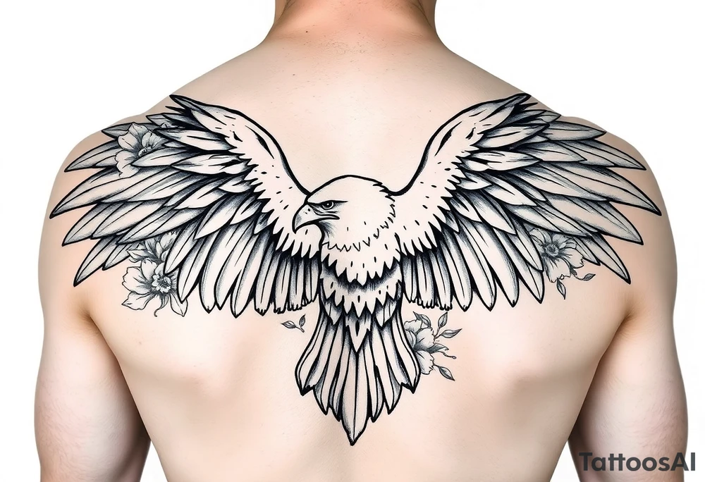eagle and flowers wings not opened for the arm tattoo idea