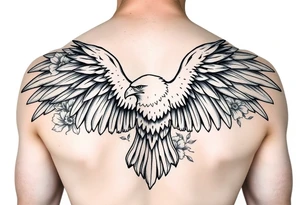 eagle and flowers wings not opened for the arm tattoo idea
