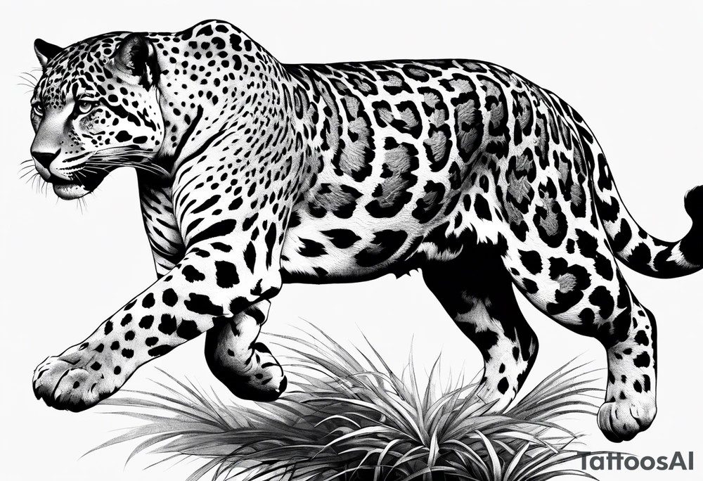 jaguar running, top side view tattoo idea