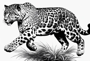 jaguar running, top side view tattoo idea