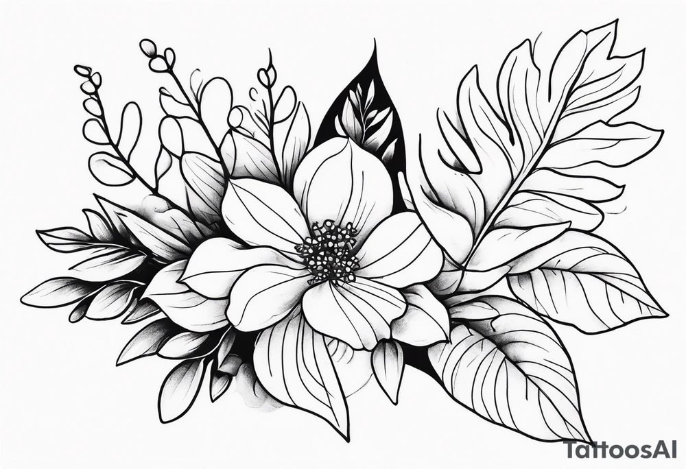 Leaves with Flowers around forearm tattoo idea
