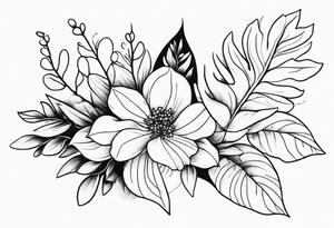 Leaves with Flowers around forearm tattoo idea