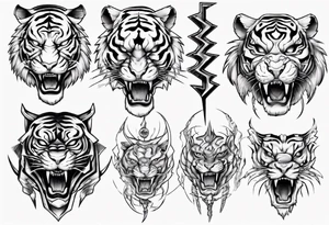 Etherial Tiger and lightning tattoo idea