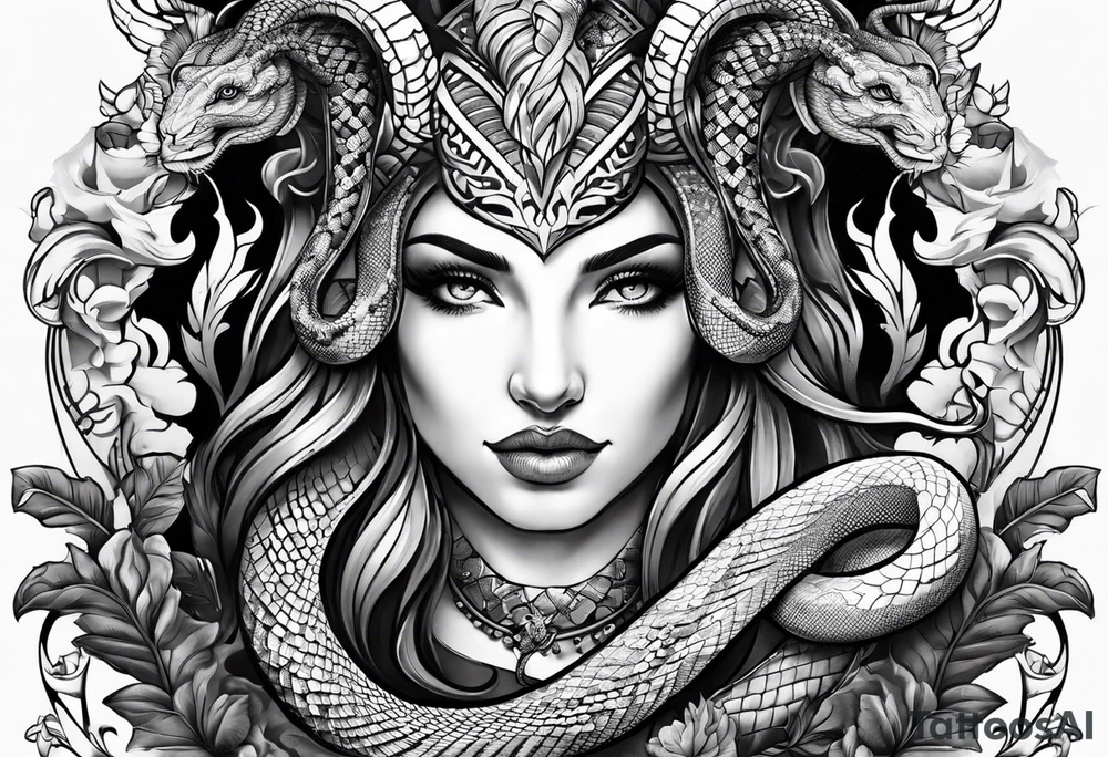 On the goat's head is a snake tattoo idea