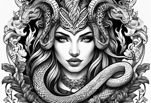 On the goat's head is a snake tattoo idea
