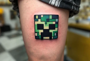 Small Minecraft creeper head tattoo tattoo idea