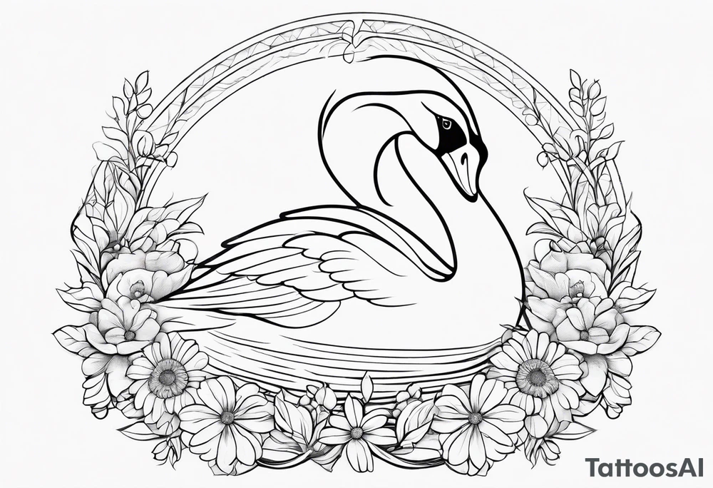 Swan outline from The Swan Princess movie incorporating a daisy flower tattoo idea
