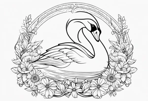 Swan outline from The Swan Princess movie incorporating a daisy flower tattoo idea