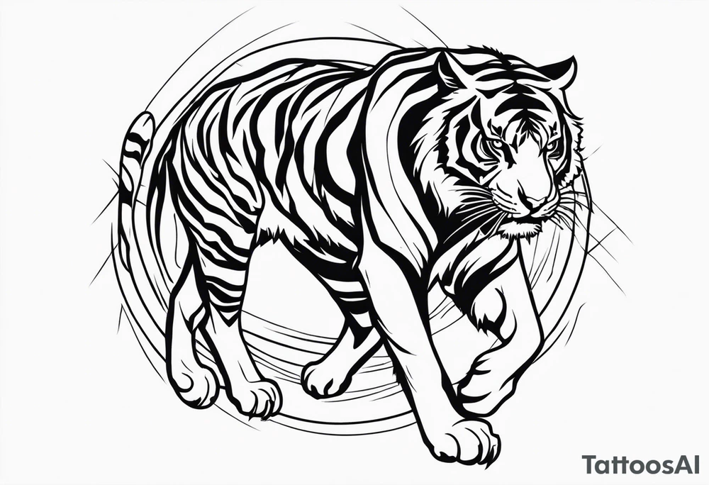 tiger pouncing tattoo idea