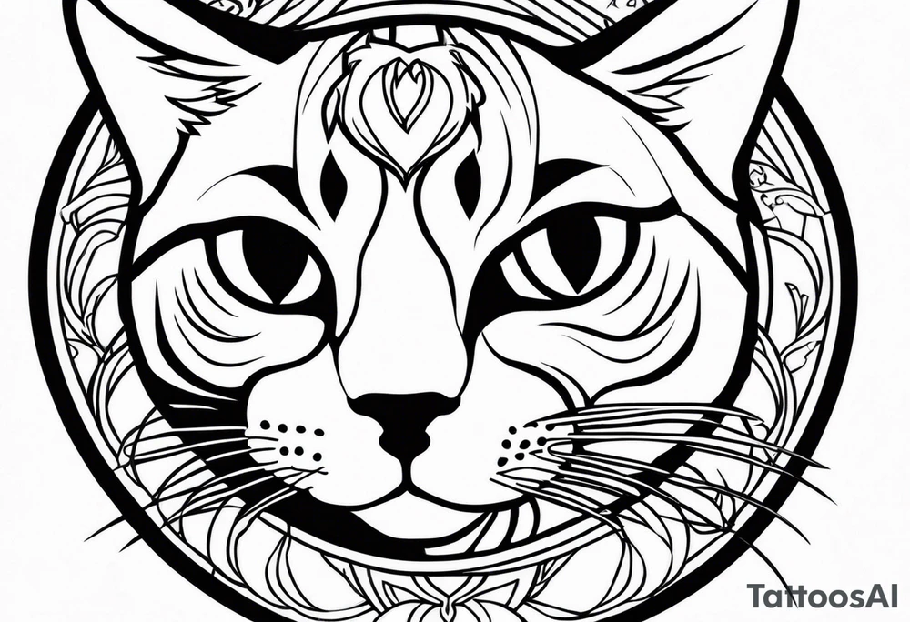 un gatito delicado dentro de un círculo tattoo idea