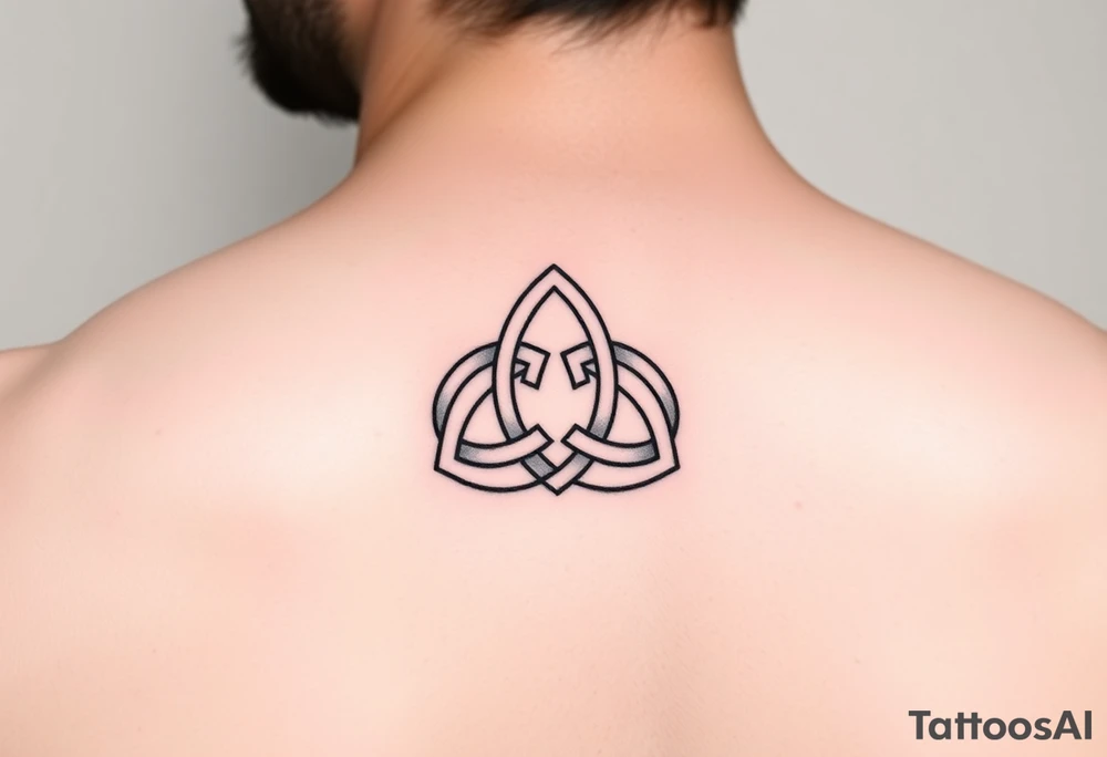 simple unqiue trinity knot for placement on the inner upper arm tattoo idea