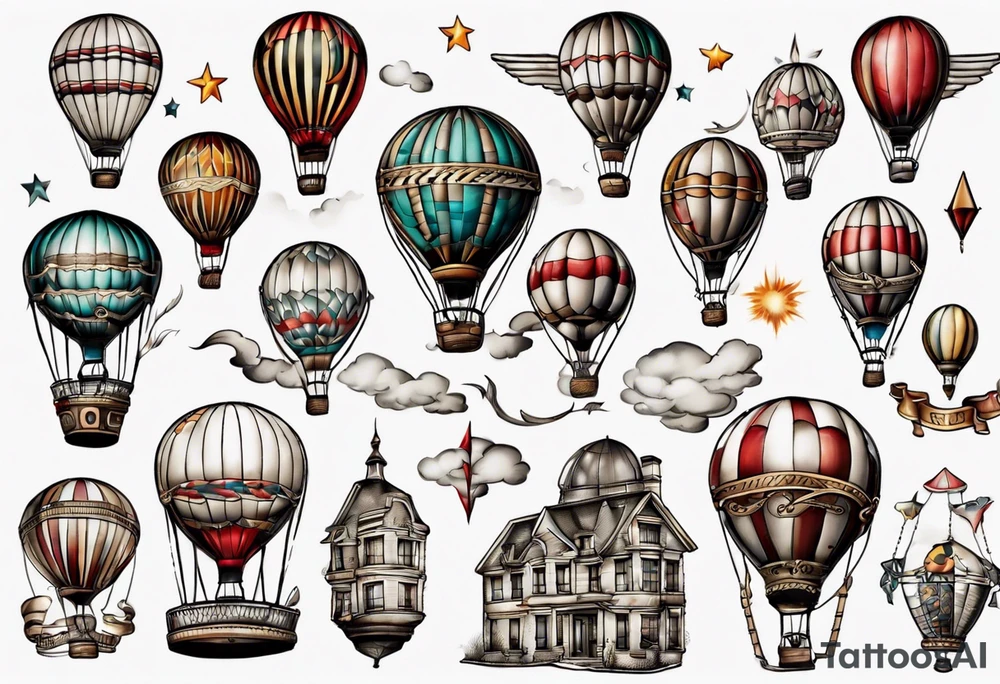 hot air balloon with a ladder tattoo idea
