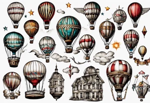 hot air balloon with a ladder tattoo idea