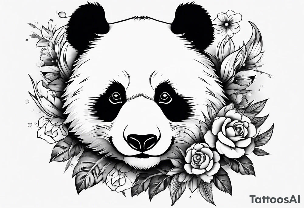 Punk Panda with flowers tattoo idea