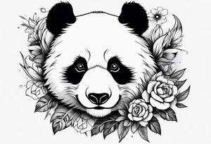 Punk Panda with flowers tattoo idea
