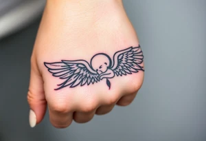 Winged baby, clouds tattoo idea