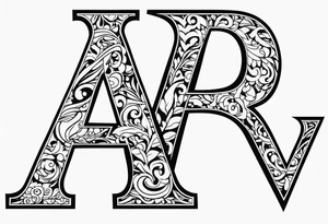 the letters A and R tattoo idea