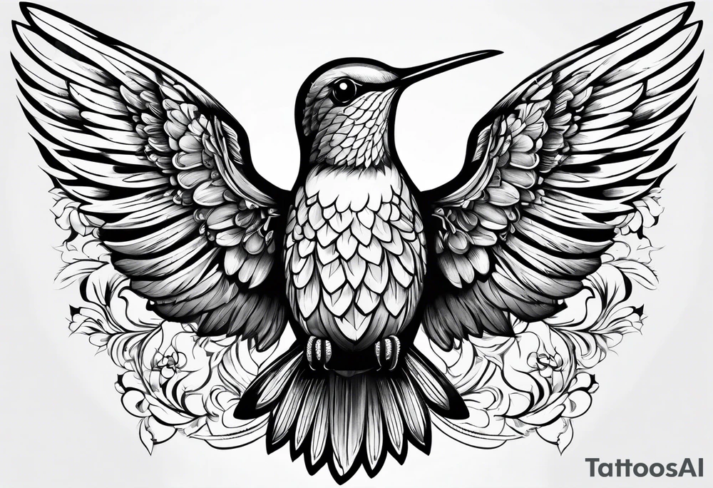 Hummingbird wings spread tattoo idea