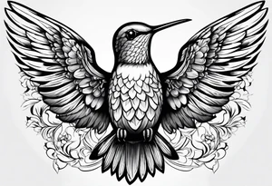 Hummingbird wings spread tattoo idea