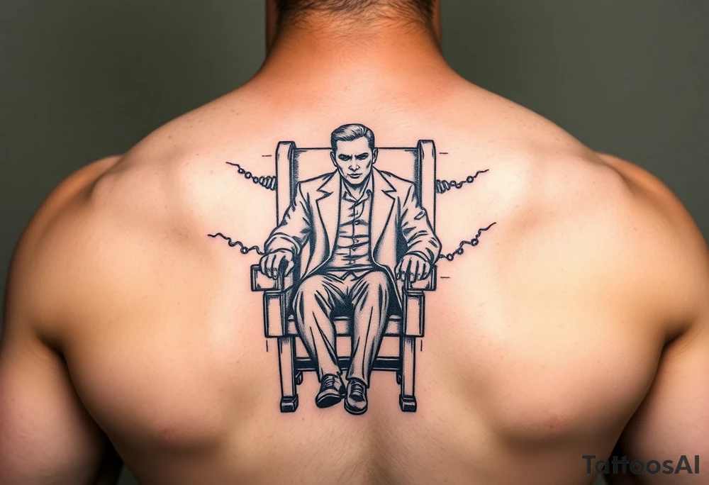 powerful man in an electric chair tattoo idea