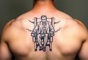 powerful man in an electric chair tattoo idea