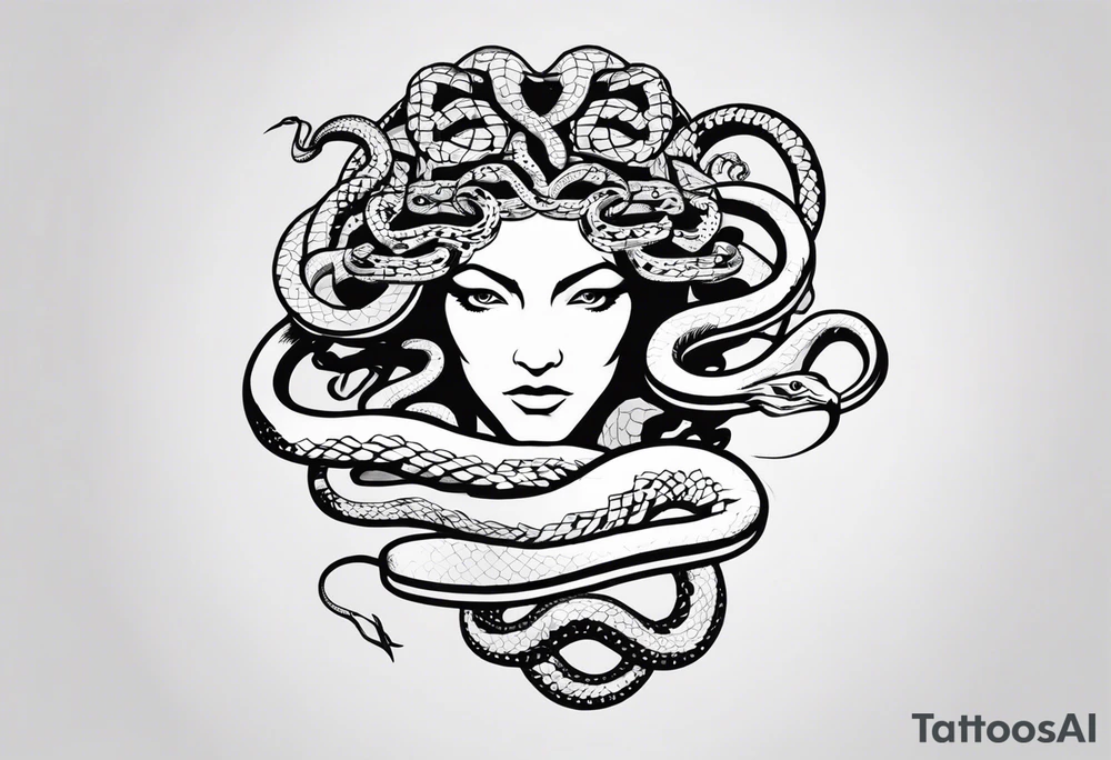 medusa, snakes, with words, SA. tattoo idea