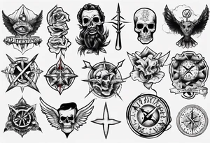 Different tattoos in traditional tattoo style tattoo idea