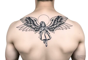 Angel watching over daughter in military tattoo idea