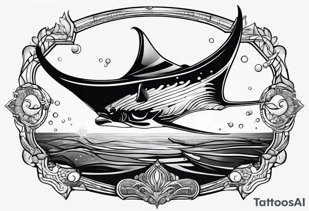 Manta ray swimming tattoo idea