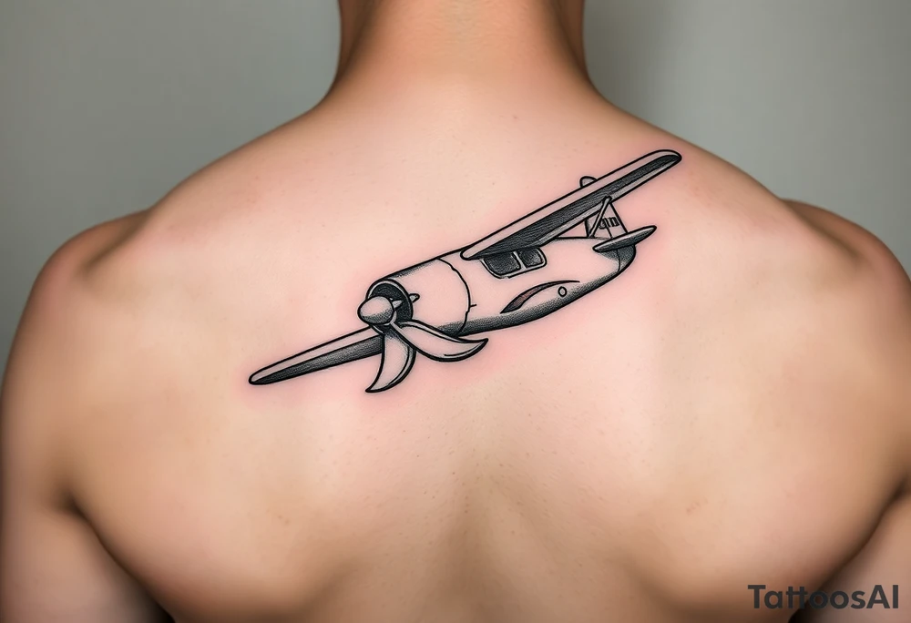 Little plane with moustache tattoo idea