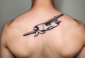 Little plane with moustache tattoo idea