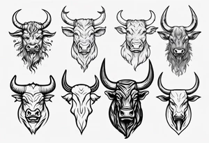 Bull head, tree outline, hockey, Finland tattoo idea