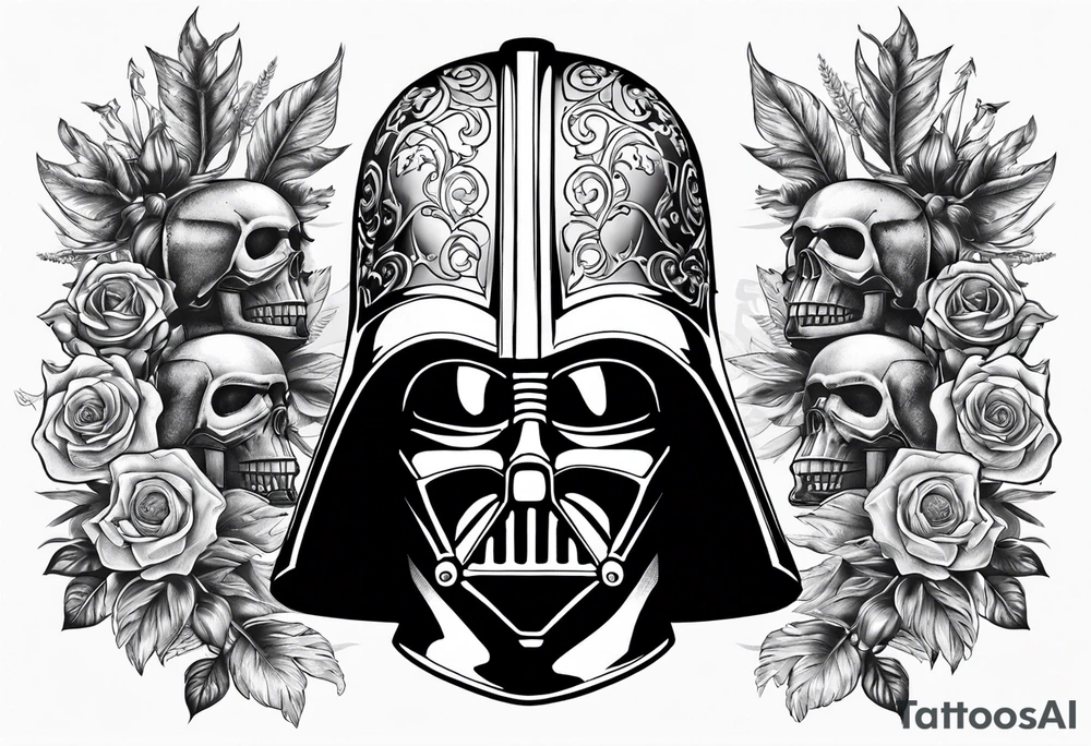 Darth Vader in Roman style with skulls tattoo idea