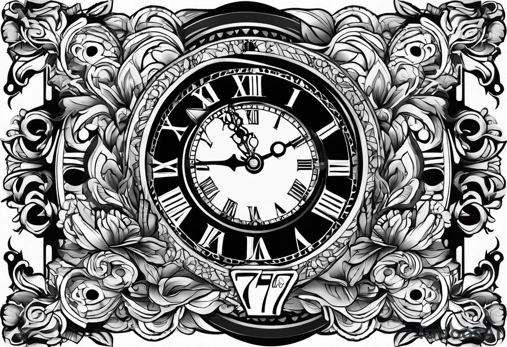 digital time style numbers 77:77 tattoo idea