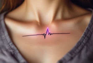 A thin black EKG line turning into a jagged purple lightning bolt, representing life’s electric energy. tattoo idea