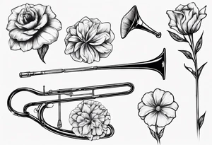 trombone growing a flower tattoo idea