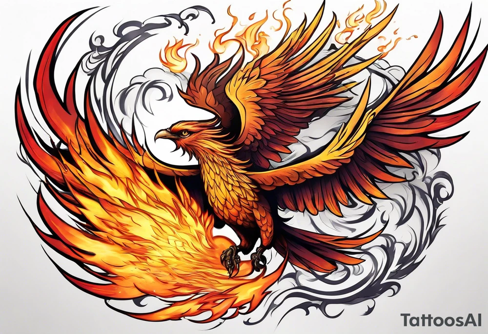 Phoenix riding from the ashes tattoo idea