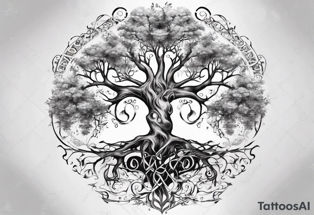 Tree of life with children names tattoo idea