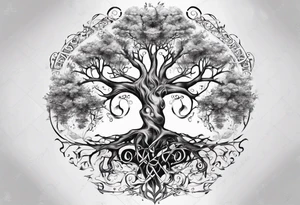 Tree of life with children names tattoo idea