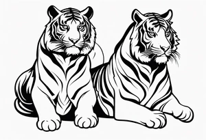 two thai tiger bodies vertical tattoo idea