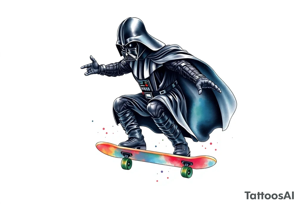 Skateboarding Darth Vader tattoo idea