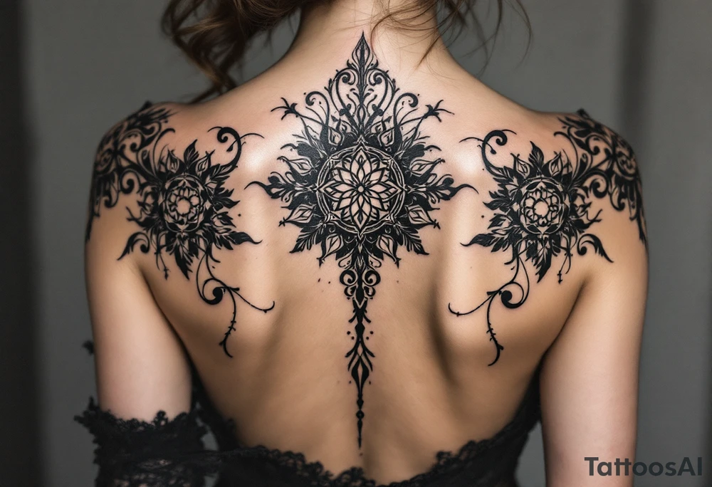 full back tattoo with body contouring tattoo idea