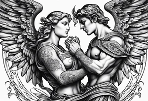 Angel fighting demon tattoo idea